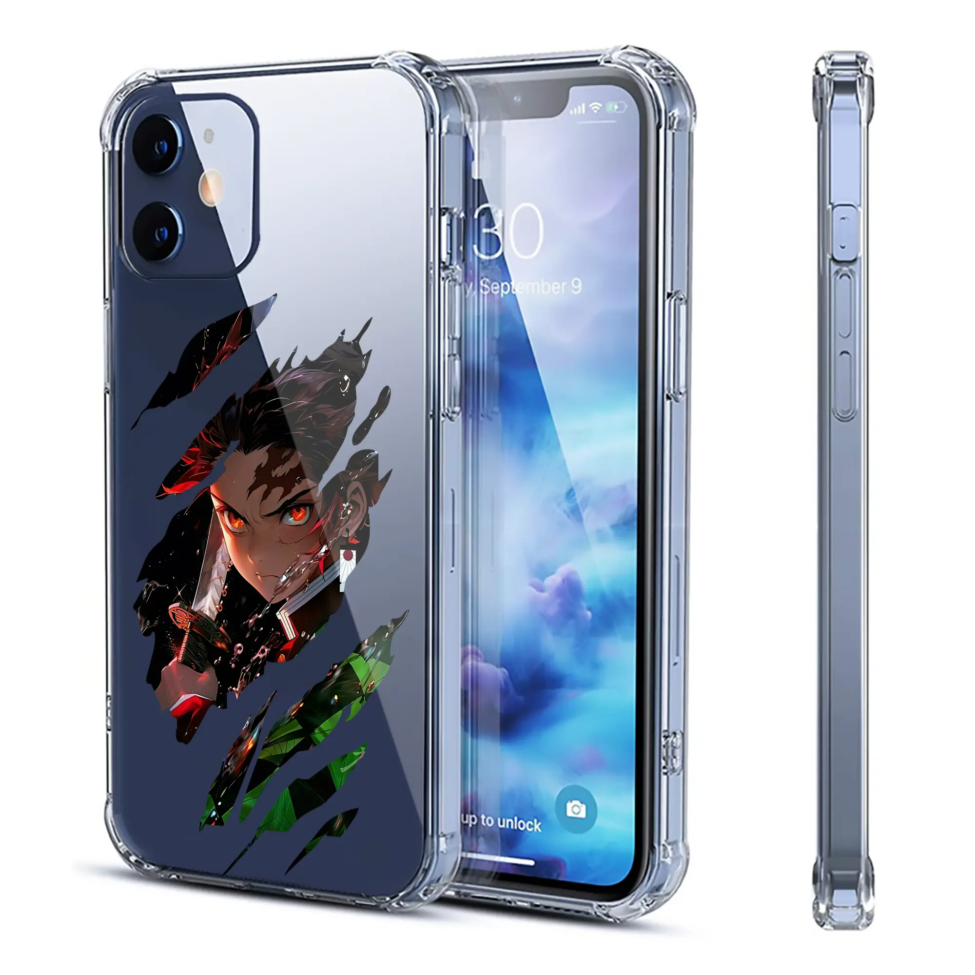 鬼滅の刃 グッズ,竈門 炭治郎 - IPhone 12シリーズ対応 ・ 透明スマホケース ・ クリアソフトケース ・ TPU素材 ・ 耐衝撃 ・ 高密着 ・ 防汚 防指紋 ・ 簡単着脱